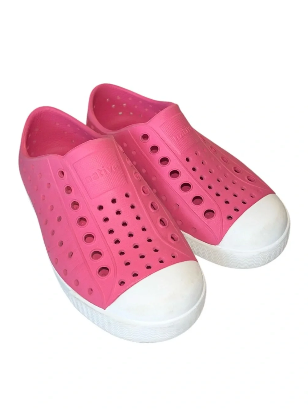 Native Jefferson Hollywood Pink/Shell White Cap Toe Shoe